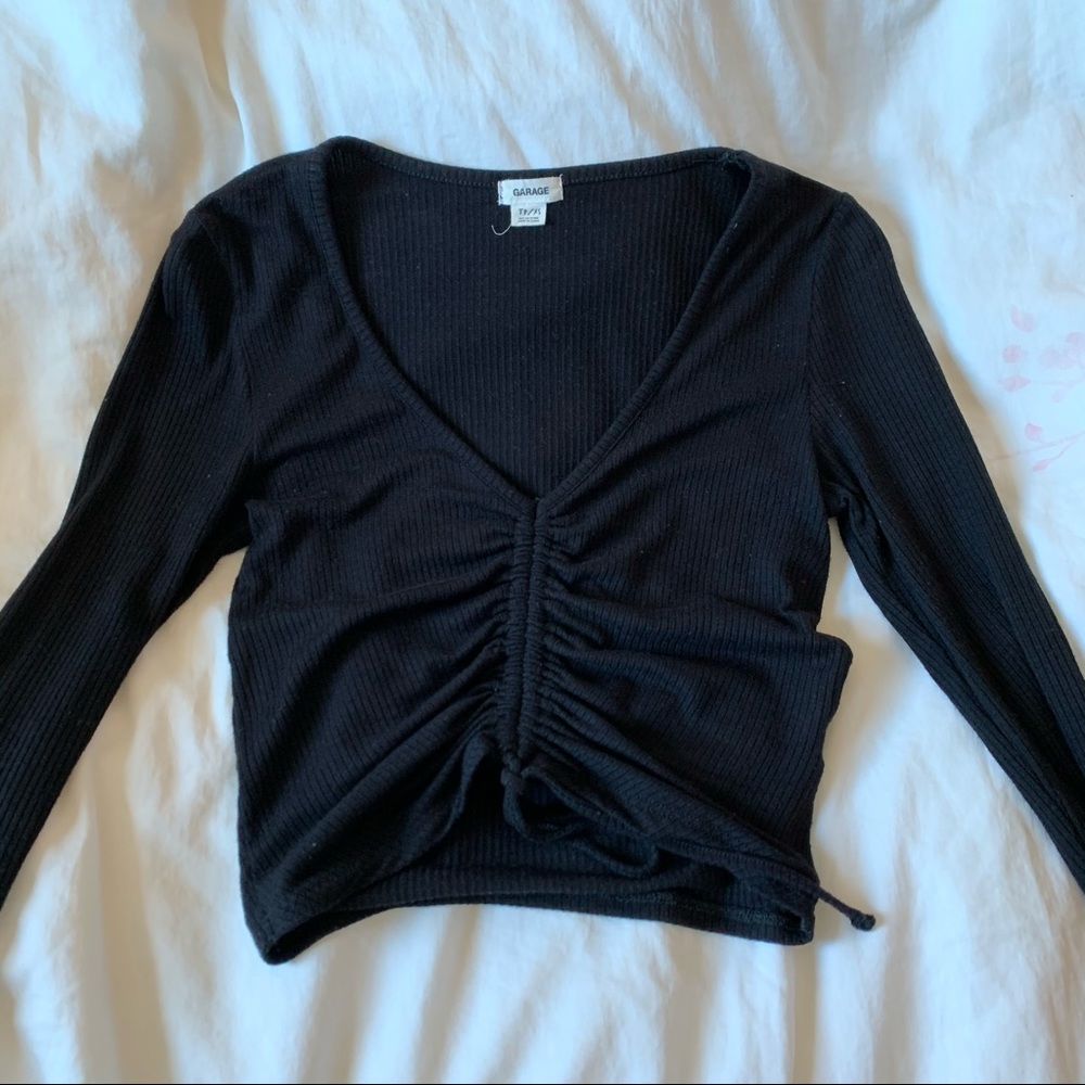 garage ruched long sleeve top
